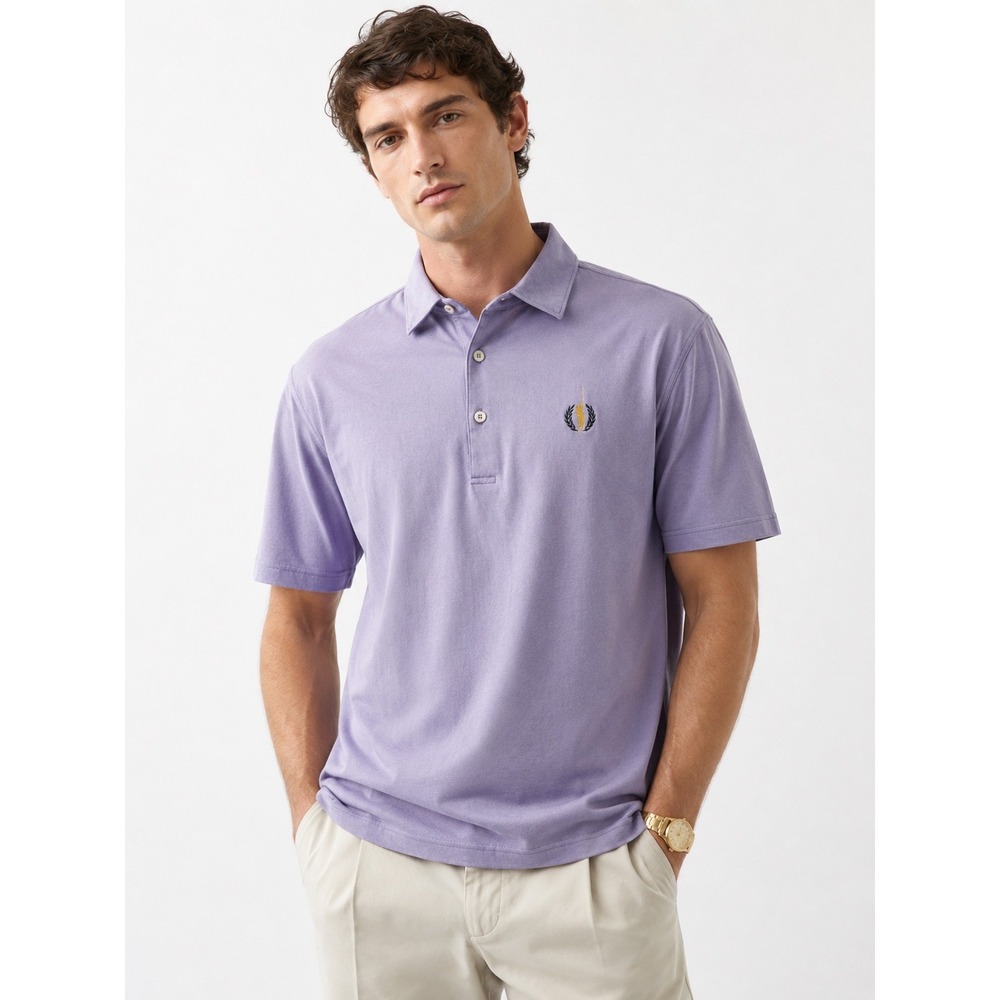 Peter Millar Polo‎ Shirt Mens Large Purple Excellent Short Sleeve Cotton Golf